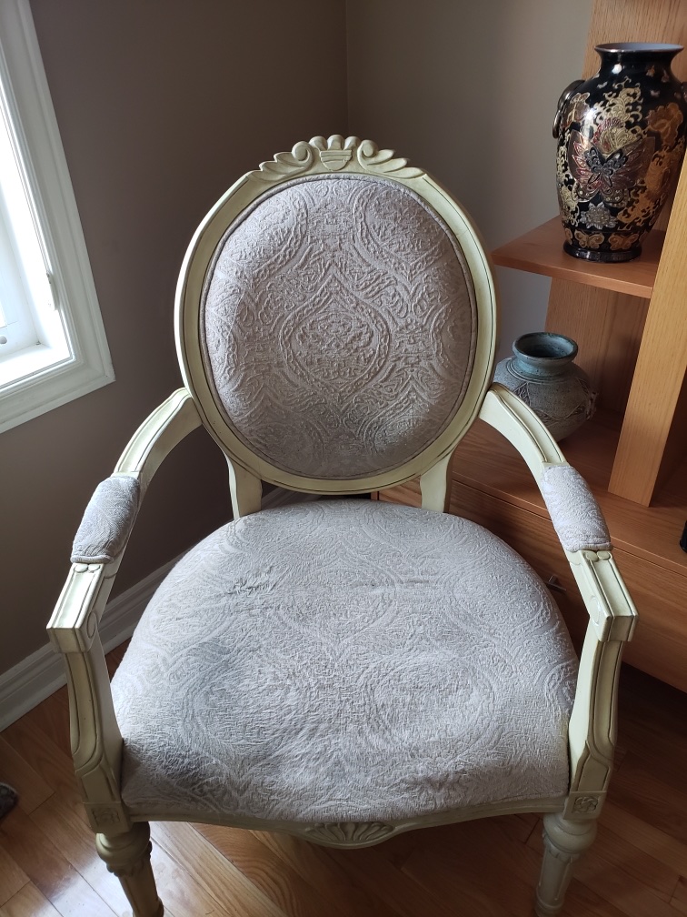 Traditional residential armchair before reupholstery